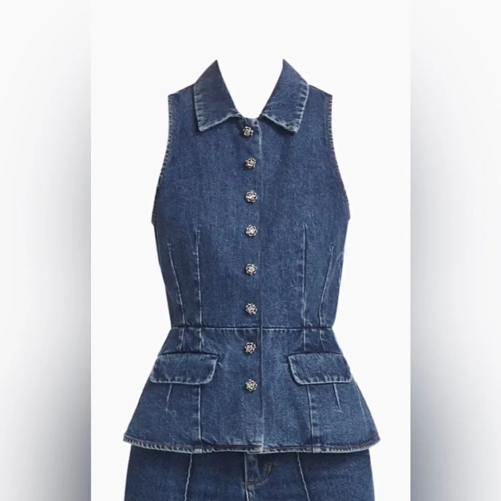 Self-Portrait Denim Vest size 2 - Picture 5 of 12